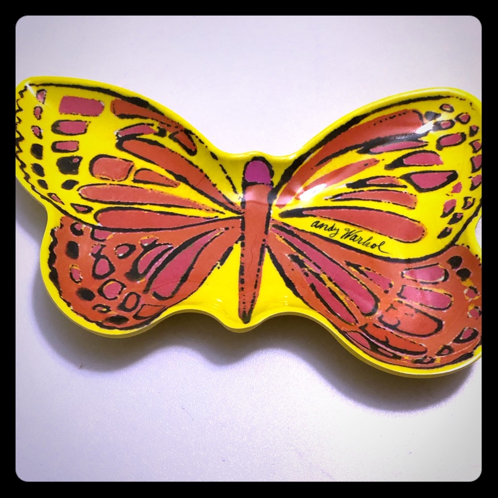 💋Vintage Yellow Butterfly Trinket Jewelry Tray